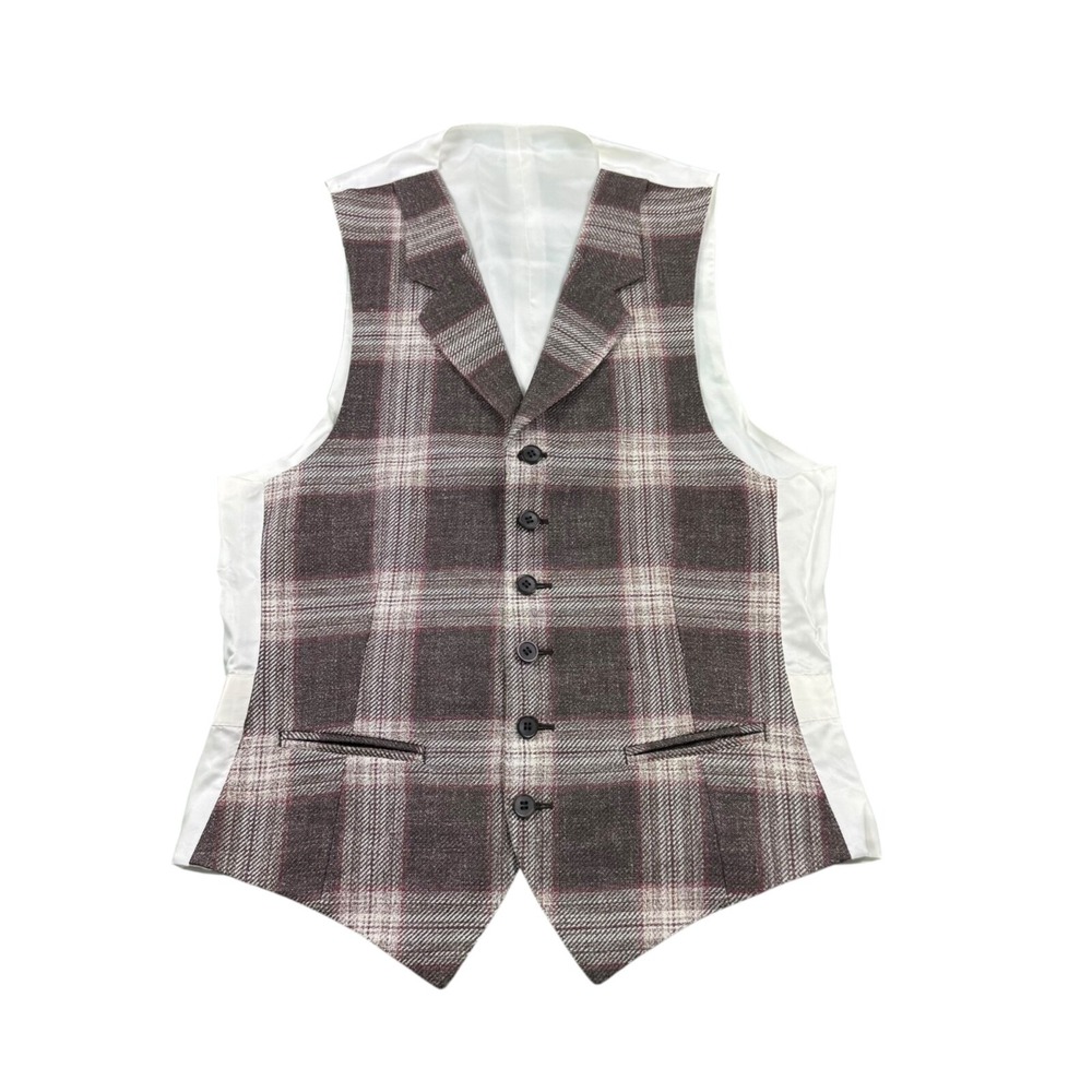 Suitsupply Vitale Barberis Linen Silk Cotton Waistcoat Men 34R Plaid Vest